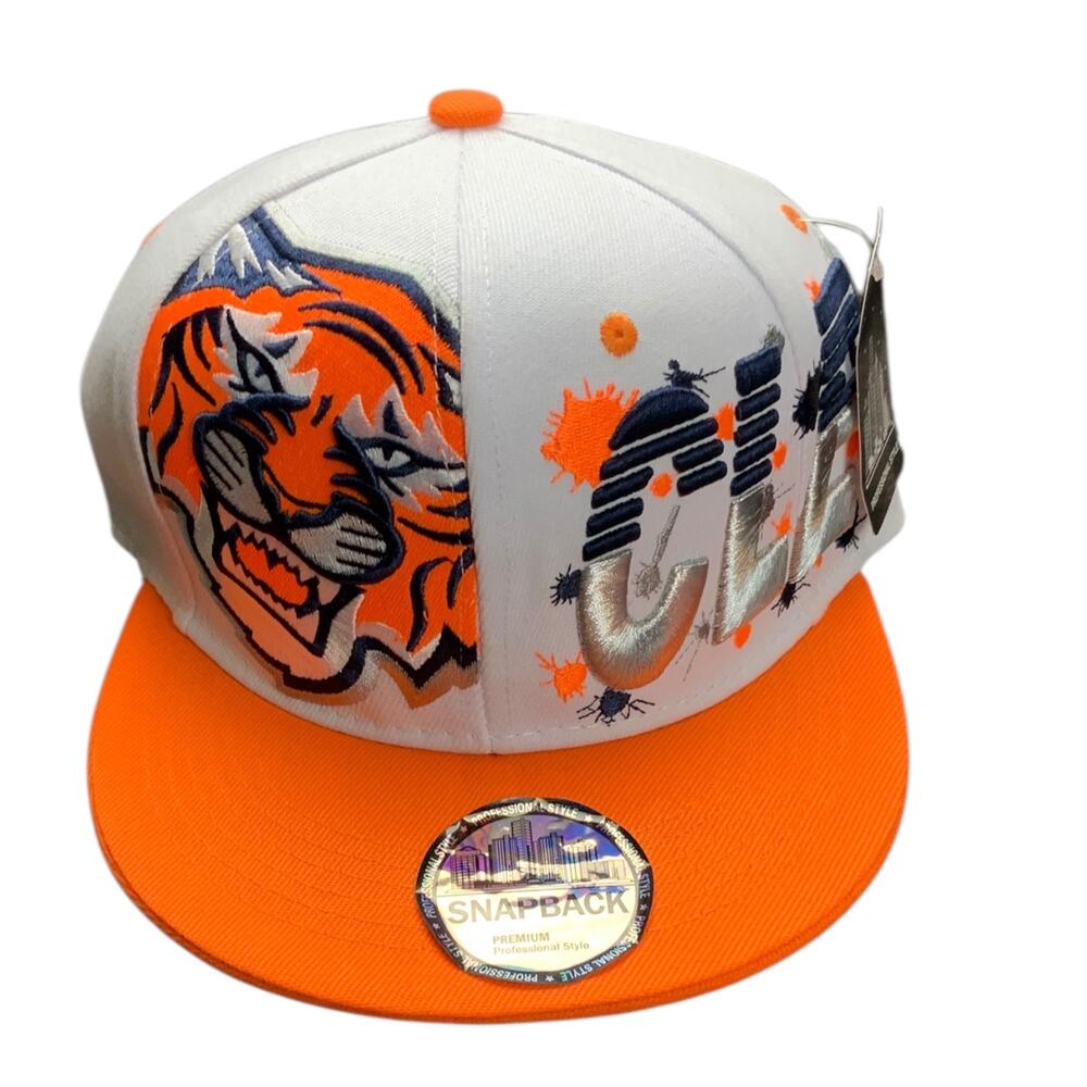 Clemson Tigers Snapback Hat Orange White Embroidered Cap Flat Brim New with tags